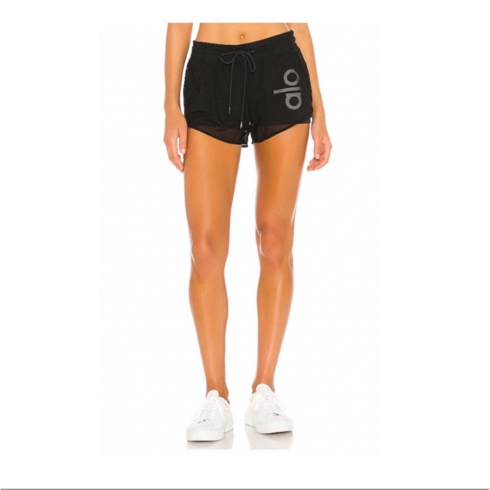 ALO Yoga Black Athletic Shorts with Logo